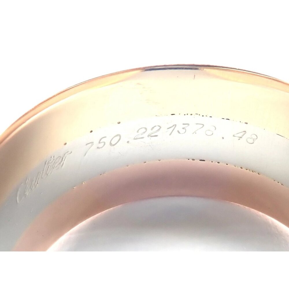 Authentic! Cartier 18k Tri-Color Gold Double C Band Ring Size 4.5 - Picture 5 of 9